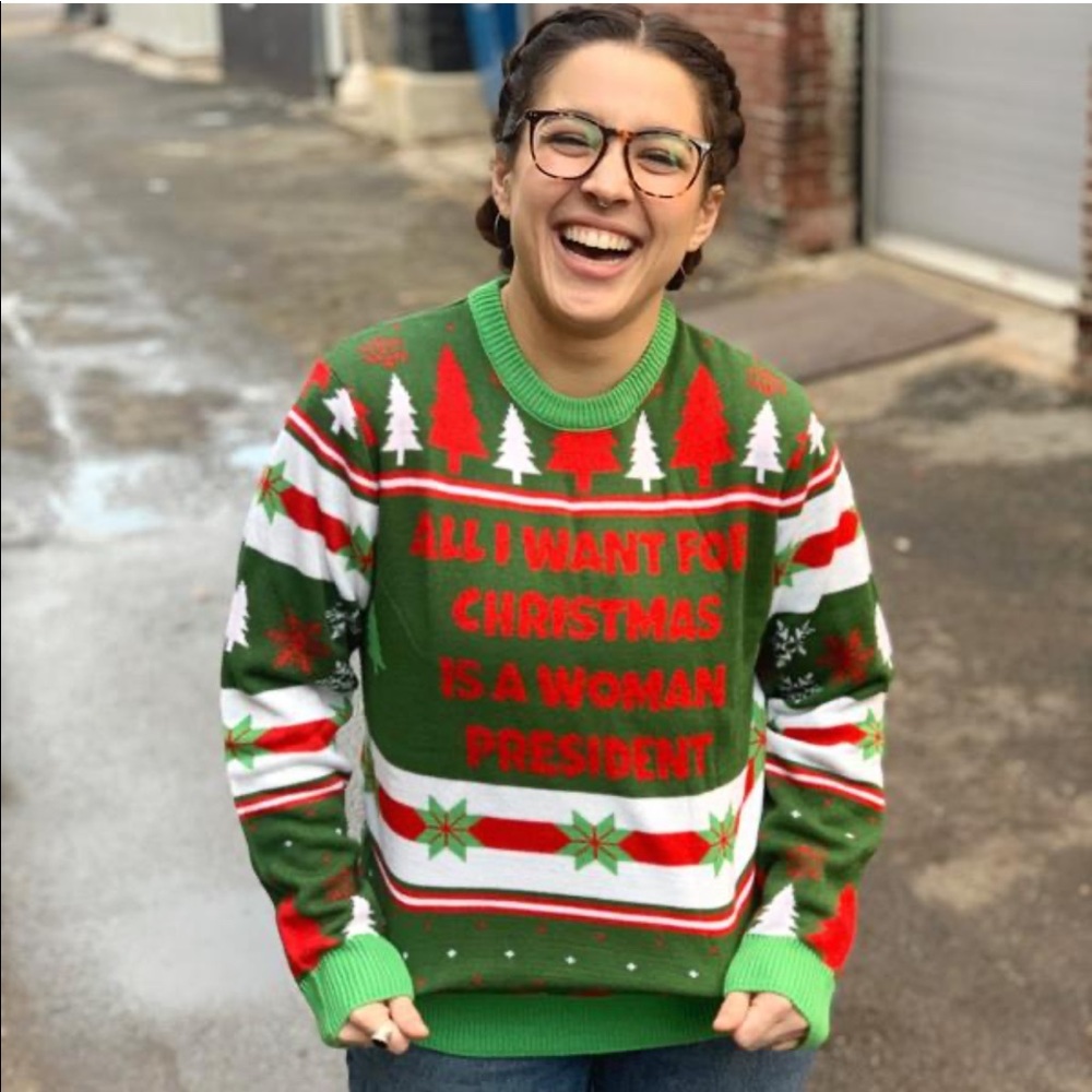NEW Outrage Feminist Ugly Christmas Sweater